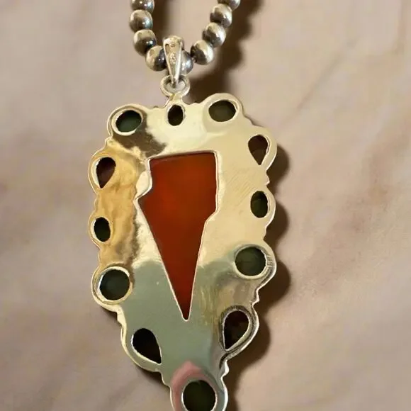 HUGE! Statement Mixed Stone Lightening Bolt Pendant 2.5” Long - Picture 6 of 6